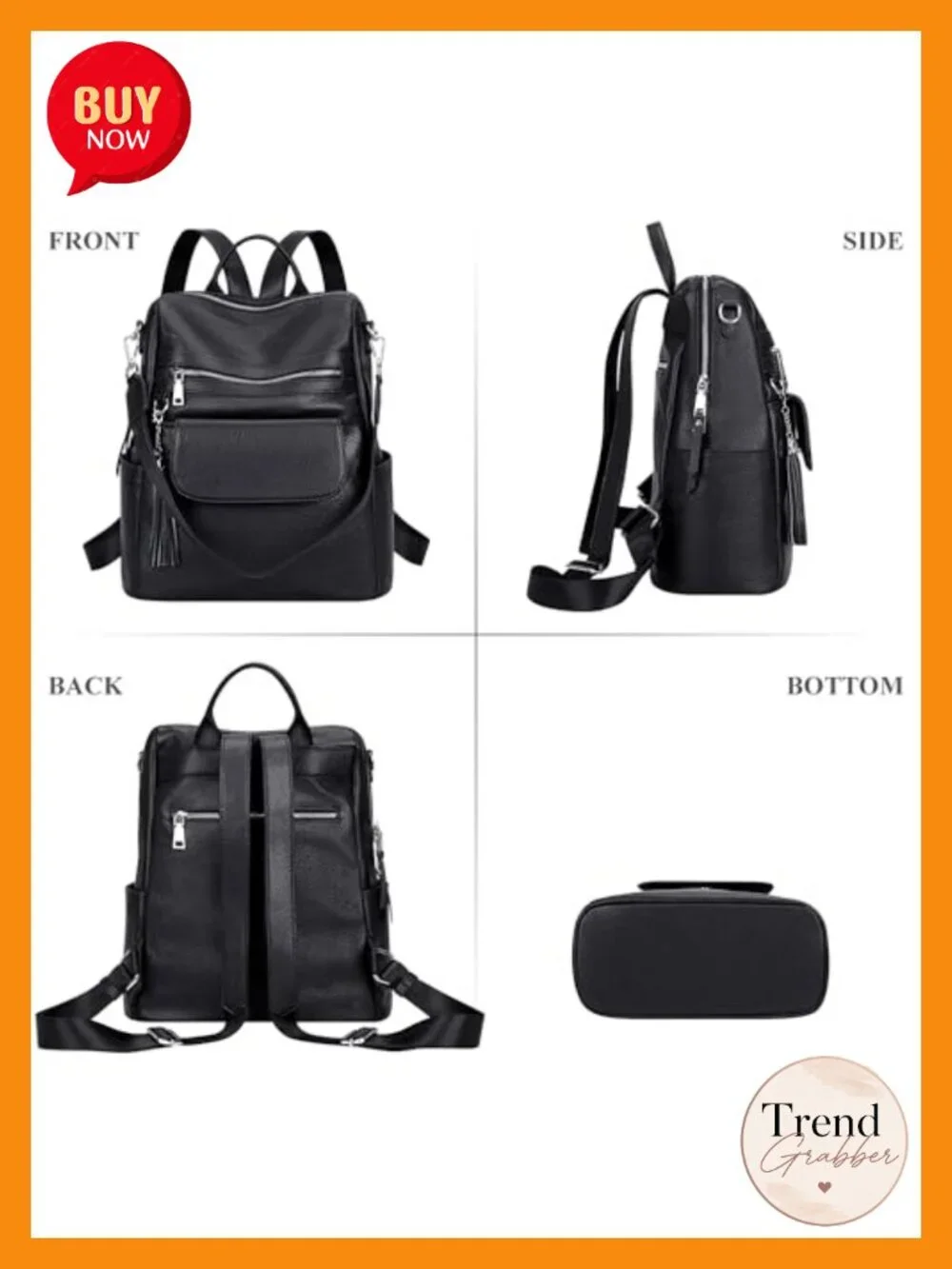 Genuine Leather Backpack Purse Women Convertible Shoulder Bag
